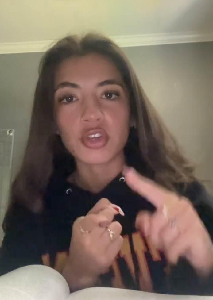 woman talking to tiktok viewers